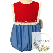 Load image into Gallery viewer, Caroline Bubble - Red, White, and Blue with Lace Trim
