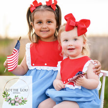 Load image into Gallery viewer, Caroline Bubble - Red, White, and Blue with Lace Trim
