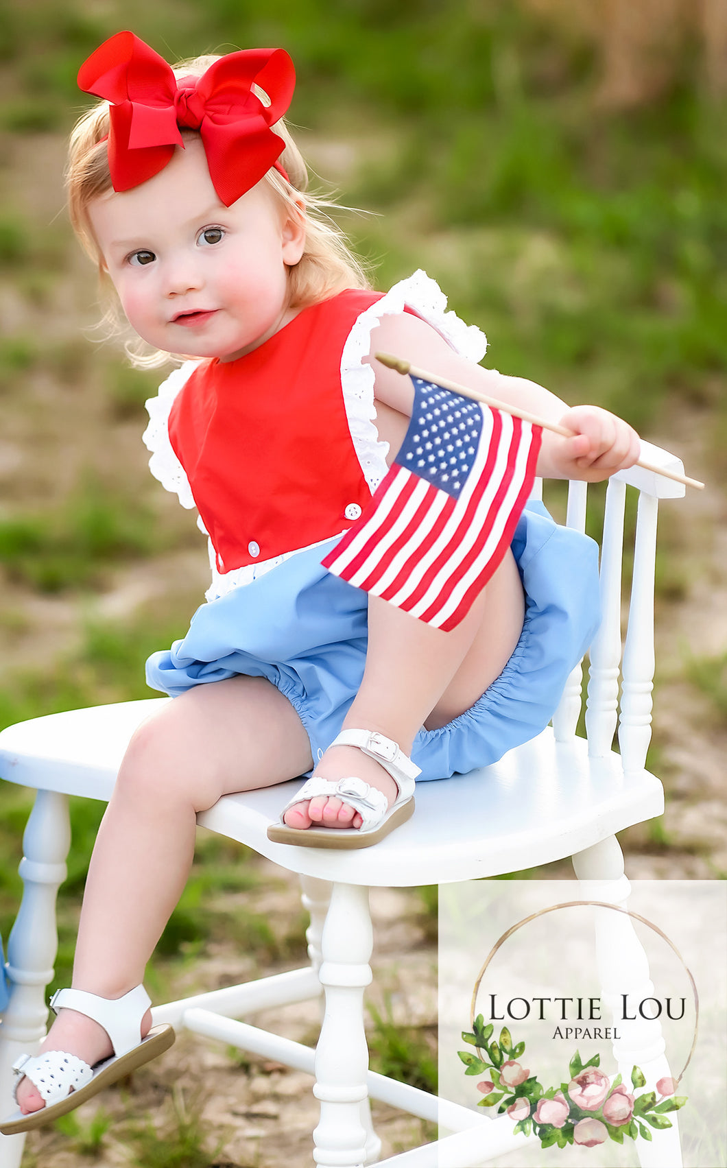 Caroline Bubble - Red, White, and Blue with Lace Trim