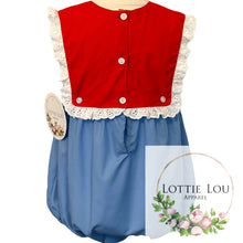 Load image into Gallery viewer, Caroline Bubble - Red, White, and Blue with Lace Trim
